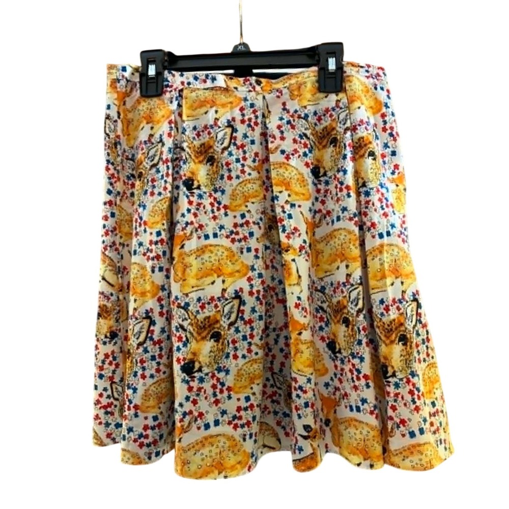 Topshop Tall Mini Skirt Womens 6 Cream Fawn Floral Pleated Woodland Cottagecore
